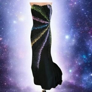 Riva Designs Long Black Prom Pageant Dress Size 4